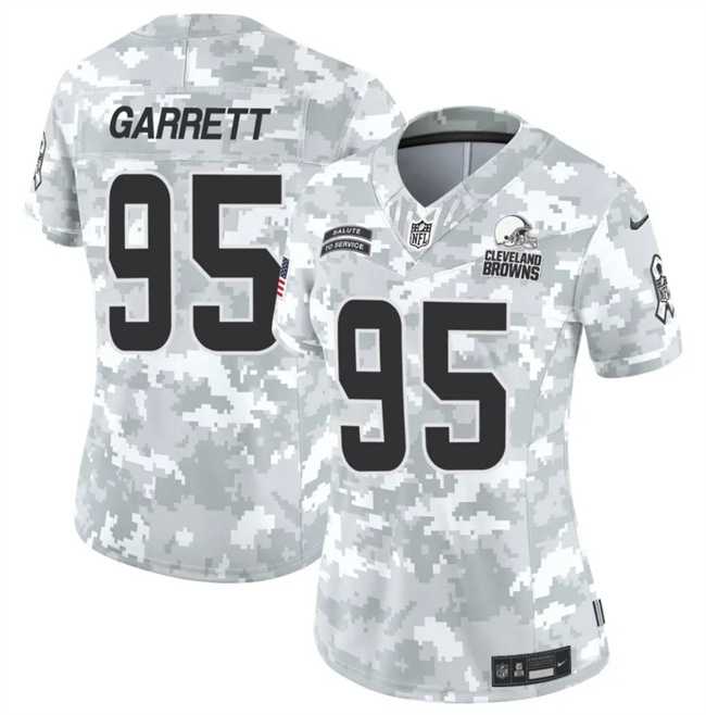 Womens Cleveland Browns #95 Myles Garrett 2024 F.U.S.E Arctic Camo Salute To Service Limited Stitched Jersey Dzhi